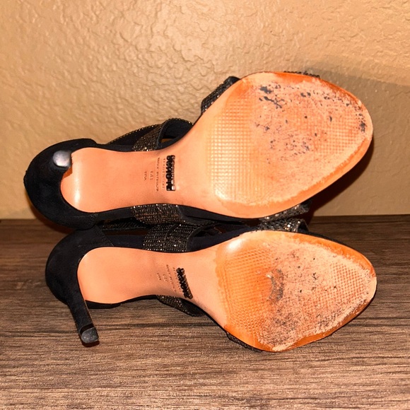 Schultz crystal wrap black suede heels - Picture 8 of 10